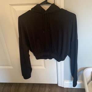 Black Cropped Hoodie Size S